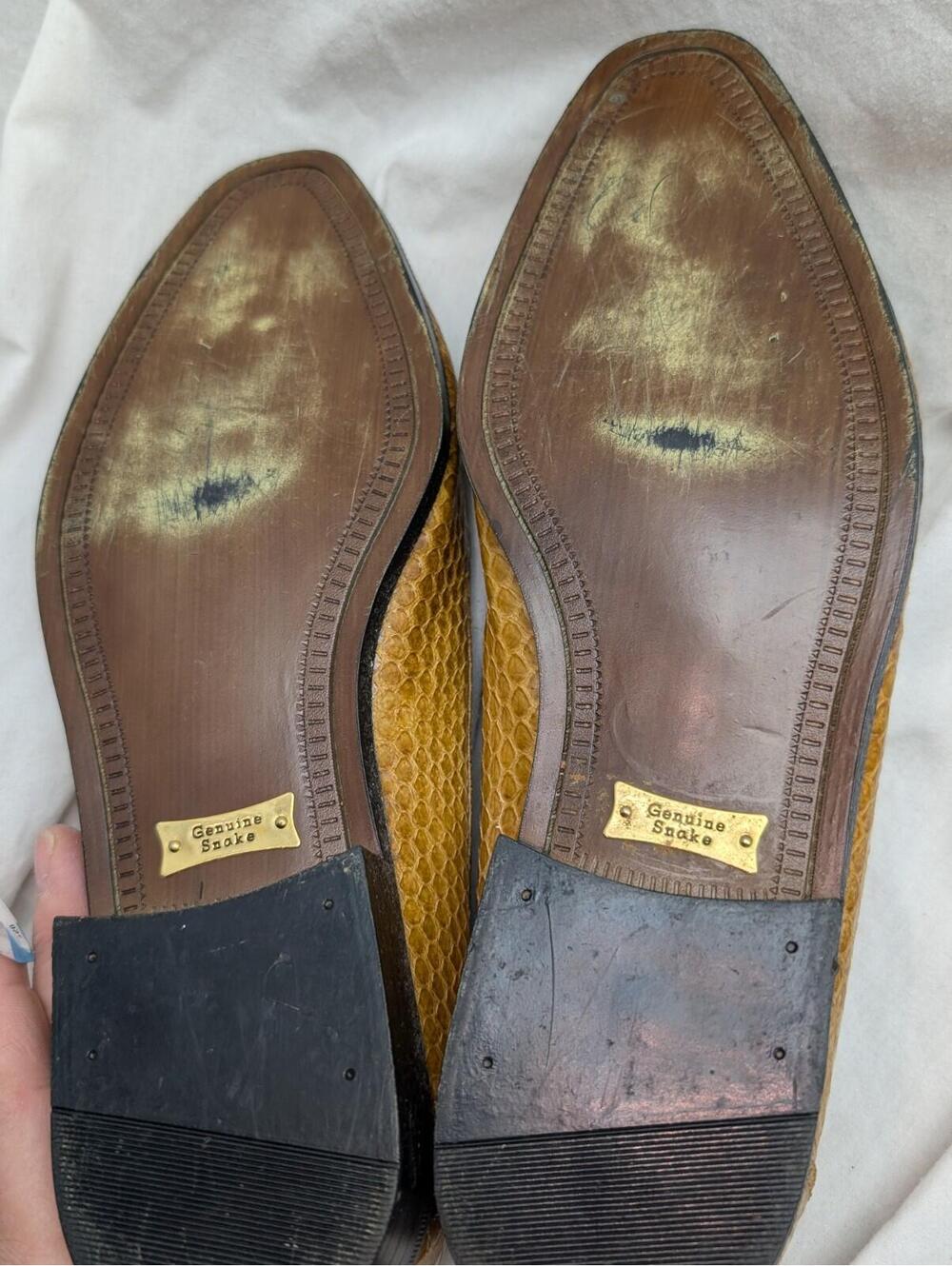 GIORGIO BRUTINI 10.5 M Gold Genuine Snake Skin Shoes Italian VINTAGE - Picture 8 of 12